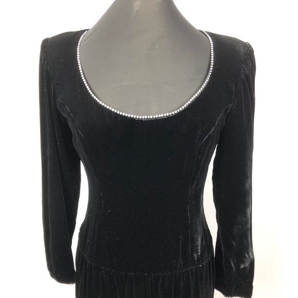 Vintage A. J. Bari Velvet Dress Black - Picture 2 of 8